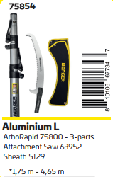 BERGER ARBORAPID ALLOY TELESCOPIC POLE SAW KIT 4.65m