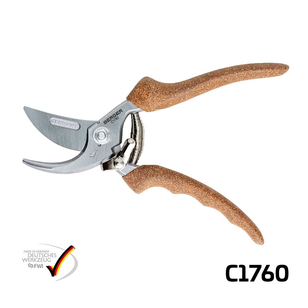 Now available in Australia through Cannings: Berger German-made hand shears with cork handles and a straight chrome-plated blade. Durable, ergonomic, and built for all-day pruning.