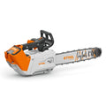 The STIHL MSA 220 T Battery Chainsaw is a high-performance top-handle saw for professional arborists and tree maintenance work. Available at Cannings. side view