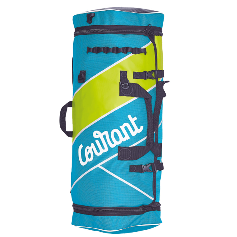 Courant Gear bag that opens fully flat so you can see every bit of kit at once. Adjustable mesh compartments, padded back and straps. 54L fresh blue 