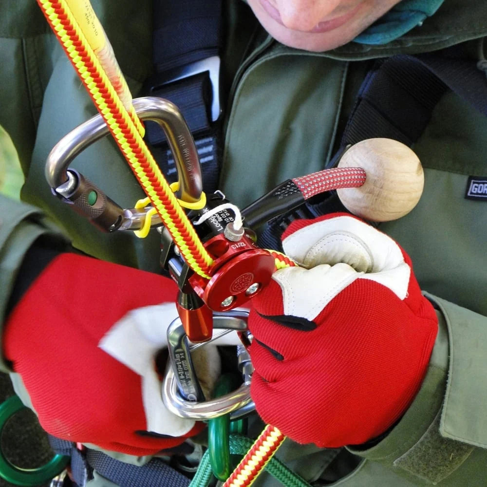 person using ART LockJack 2 with Swivel. Premium mechanical ascent and descent device for professional arborist doubled rope climbing systems. Buy at cannings