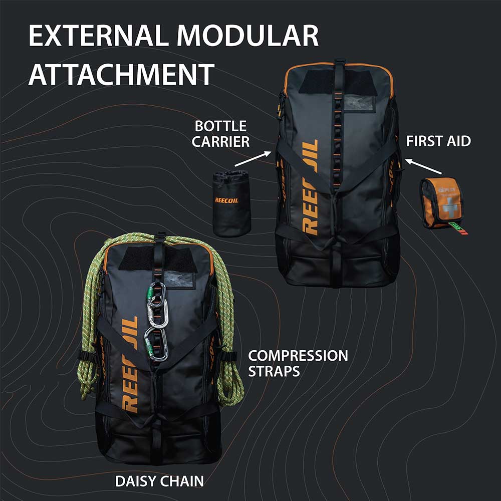 The BATWING™ 60 Kit Bag offers unmatched access, modular organisation, MOLLE compatibility and multiple carry options. Built for arborists, climbers and height-safety professionals. Available at Cannings. attachements