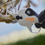 STIHL ASA 20 battery secateurs, part of the AS System. Includes battery and charger. Powerful, lightweight pruning tool for effortless cutting. Available at Cannings — your STIHL Elite Dealer. 2